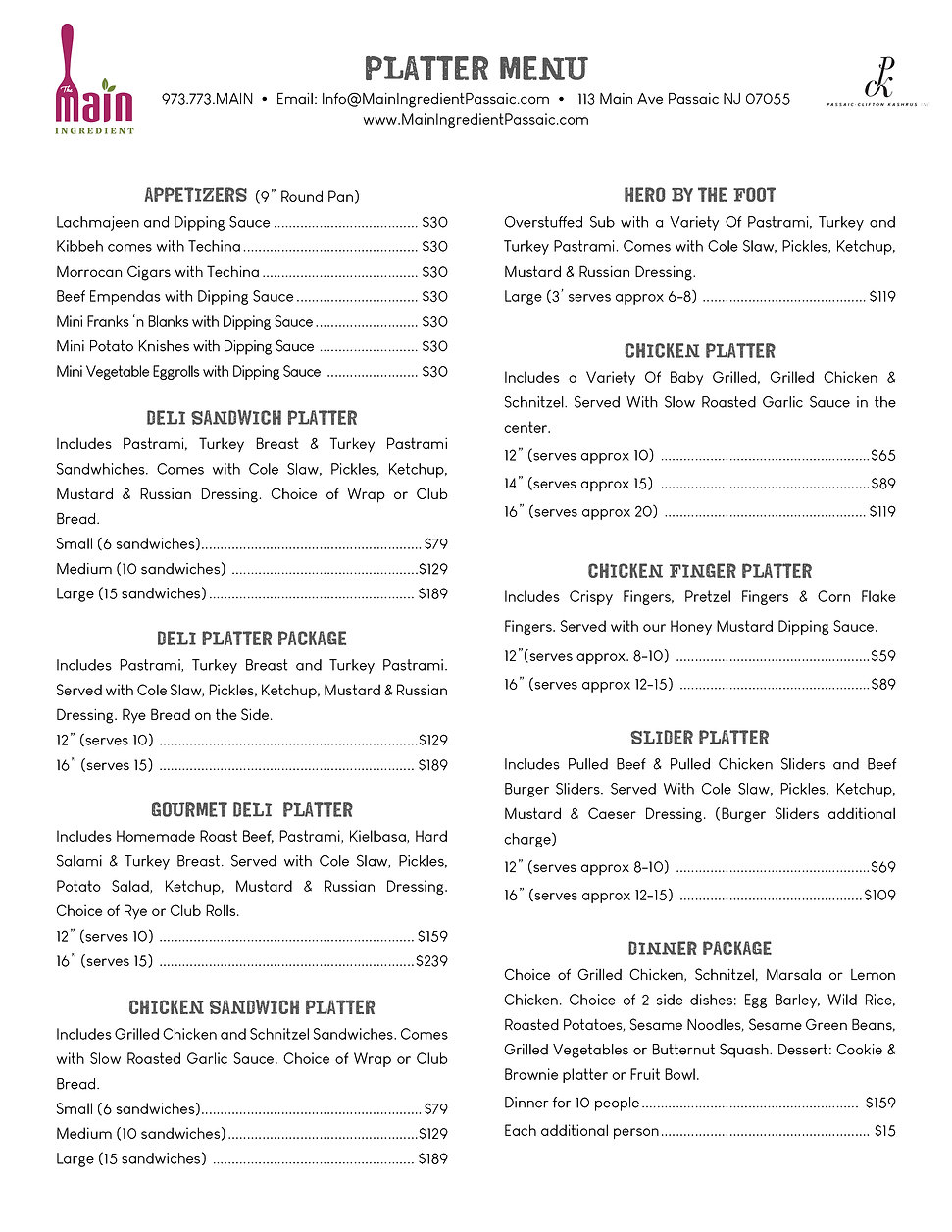 Corporate platter menu passaic2